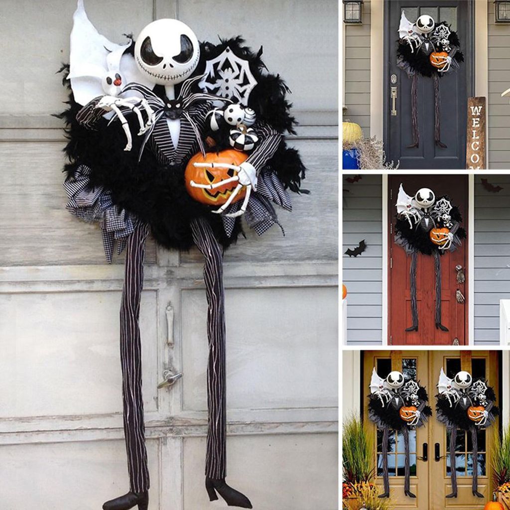 Halloween-Dekoration für den Außenbereich, Halloween-Kranz, Halloween-Türkranz, Gruselige Halloween-Hexen-Dekoration