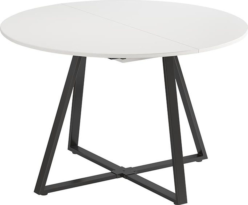 Esstisch Vicco Loyd Weiß/Schwarz 120 x 120 cm ausziehbar, Produktbild 