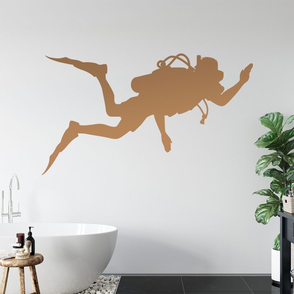 KIWISTAR Taucher mit Druckluftflasche Wandtattoo in 6 Größen - Wandaufkleber Wall Sticker - Dekoration, Küche, Wohnzimmer, Schlafzimmer, Badezimmer