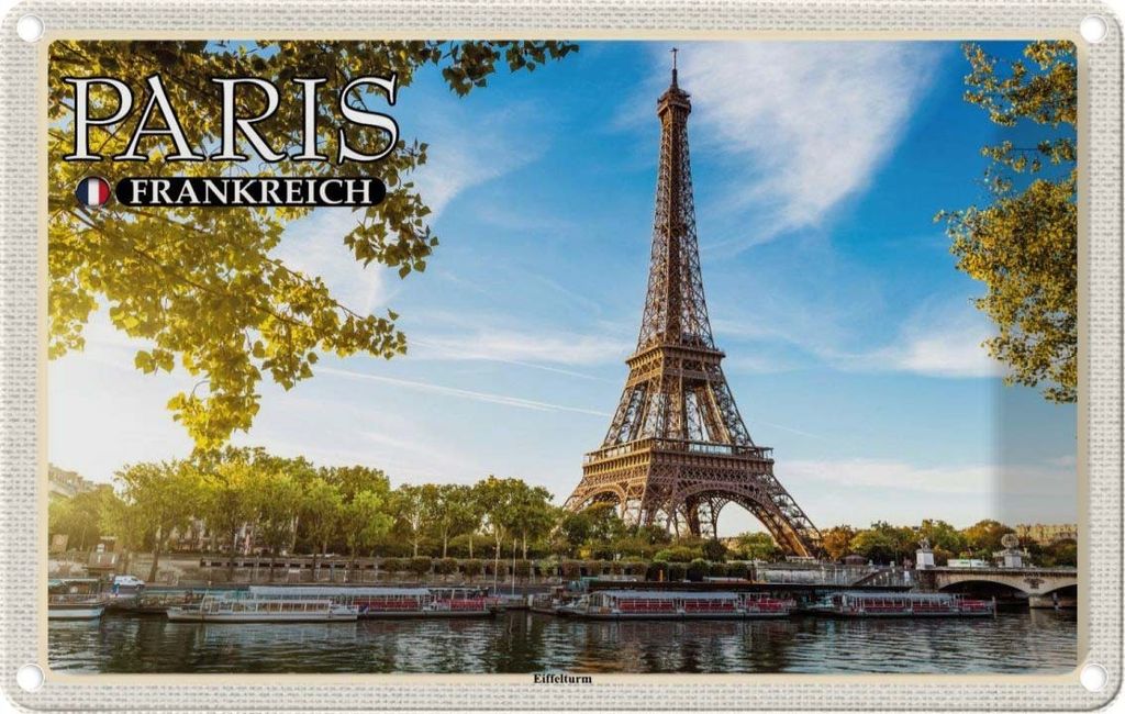 vianmo Blechschild 20x30 cm Paris Frankreich Eiffelturm Abenteuer Reisen Urlaub