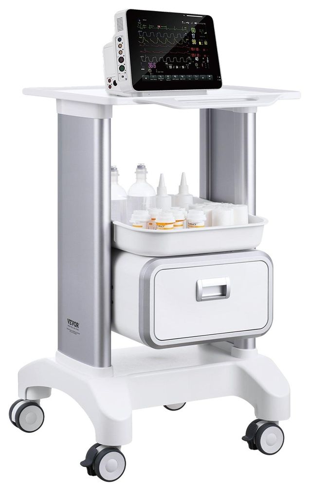 Carrito de laboratorio VEVOR de 2 niveles, con 1 cajón y 1 Imagen del producto 