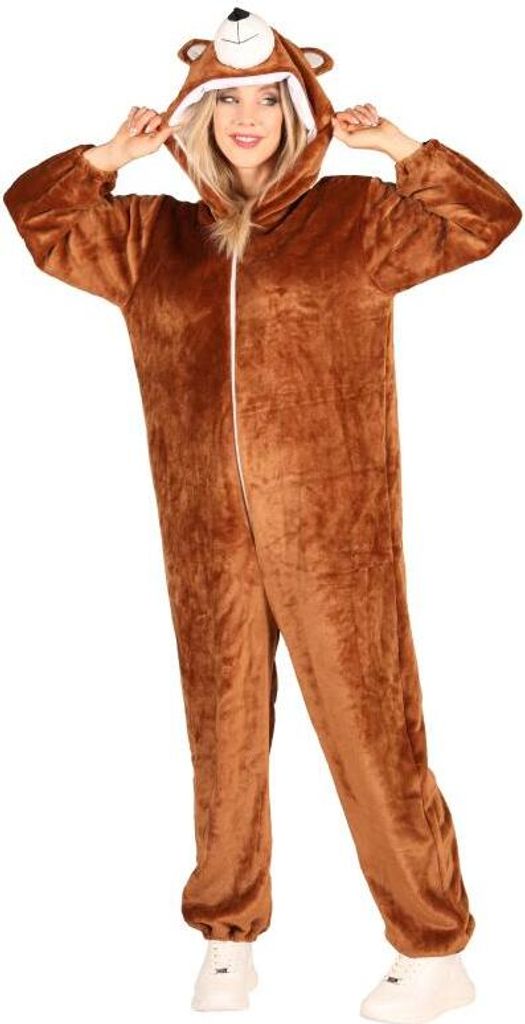 T4346/T4347/T4348-XS-S braun Bärenkostüm Jugendliche Damen Herren Gr.XS-S Körpergröße ca.150-165 cm
