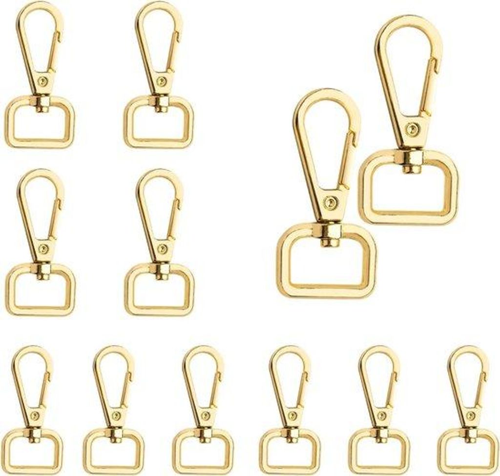 Edelstahl Karabijnhaken Set 12 Teile Goldfarben für Rucksäcke