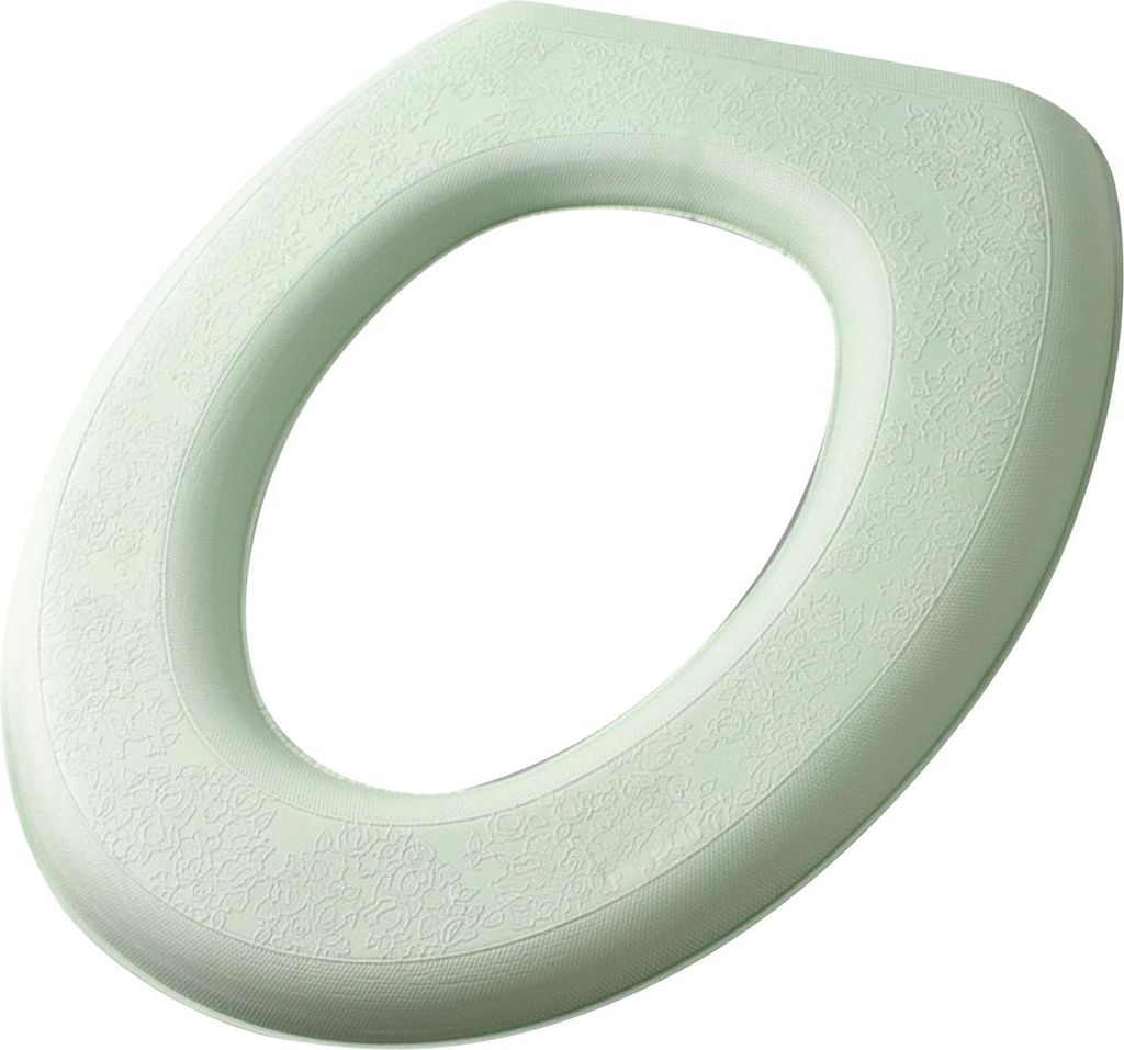 A light green toilet seat cushion is shown against a white background.
