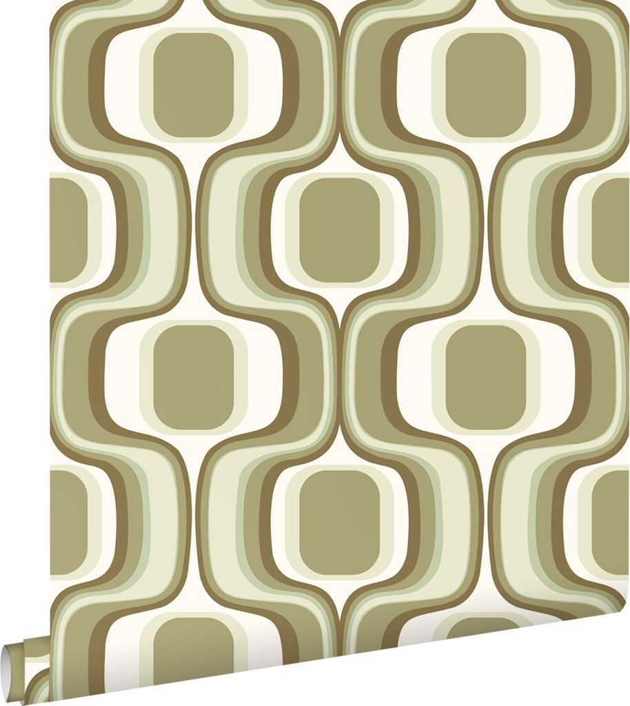 ESTAhome Tapete Retro-Ornamente Grün 50 x 900 cm