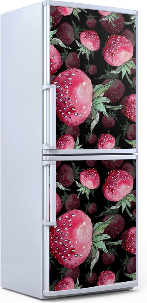 Kühlschrankdekoration 60x180 cm Aufkleber auf dem Kühlschrank - Erdbeere Obst