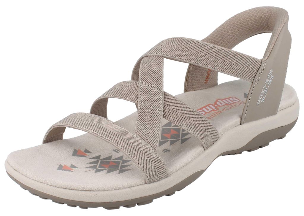 SKECHERS SlipIns Damen Riemen Sandale beige taupe Textil Produktbild 