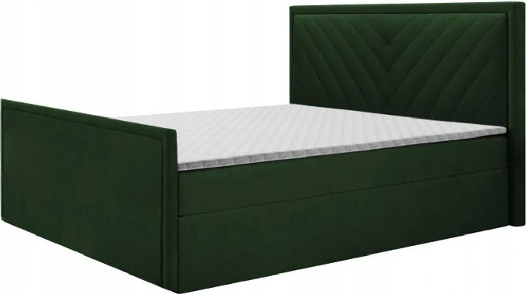 Boxspringbett POLI 2 , Topper Federkern , 160 x 200 cm , ( Gruen - Kronos 14 )