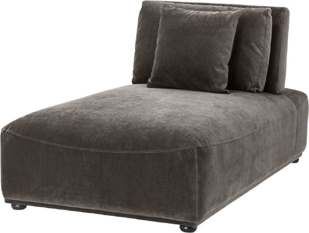Casa Padrino Luxus Chaiselongue Grau / Schwarz 93 x 158 x H. 83 cm - Liegesessel mit Rückenlehne und 2 Kissen - Wohnzimmer Möbel