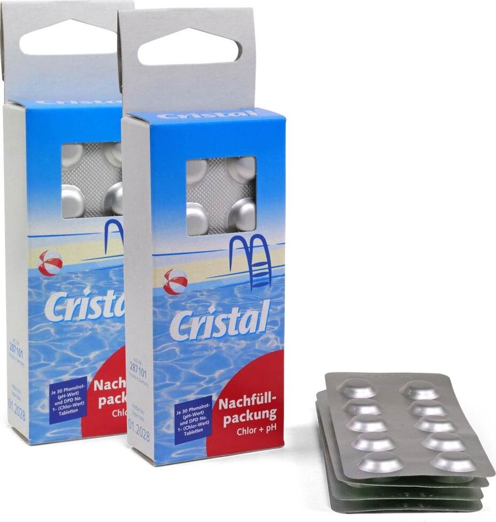 CRISTAL 2er Pack Ersatztabletten Chlor + pH (4x 30 Stk.)