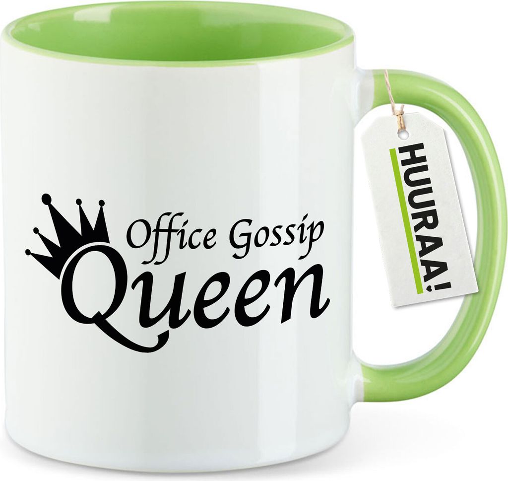 Huuraa Kaffeetasse Office Gossip Queen Krone 330ml Grün Keramik Kaffeebecher Geschenkidee