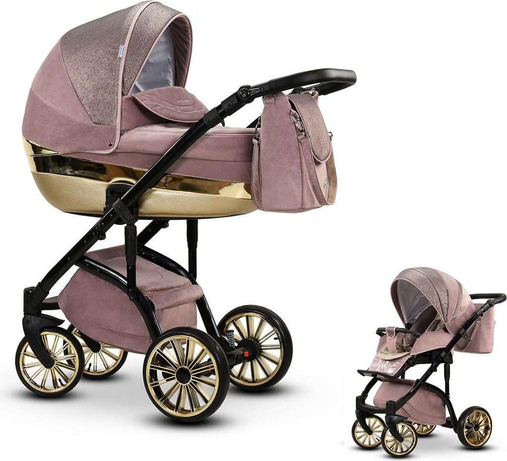 Kinderwagen-Set Vip Lux 2 in 1 inkl. Sportsitz und umfangreichem Zubehör in Farbe Scarlet - in 21 Farben erhältlich