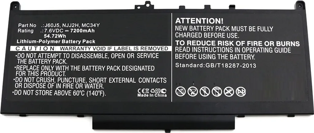 Batterie de Rechange pour PC Portable Dell Latitude E7270 de 54.7 Wh