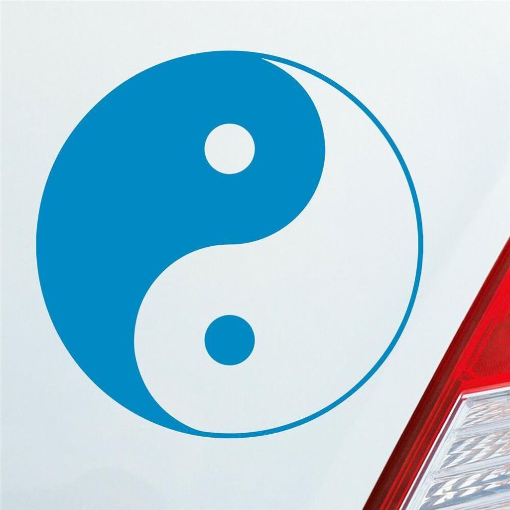 Auto Aufkleber Yin und Yang Symbol KFZ 10x10 cm Hellblau Sticker Heckscheibenaufkleber