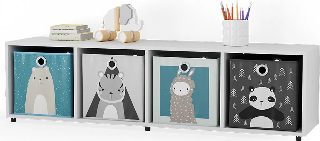 Bibliothèque enfant Vicco Ludus Blanc 142.5x36.2cm avec 4 boîtes 37006 - 7