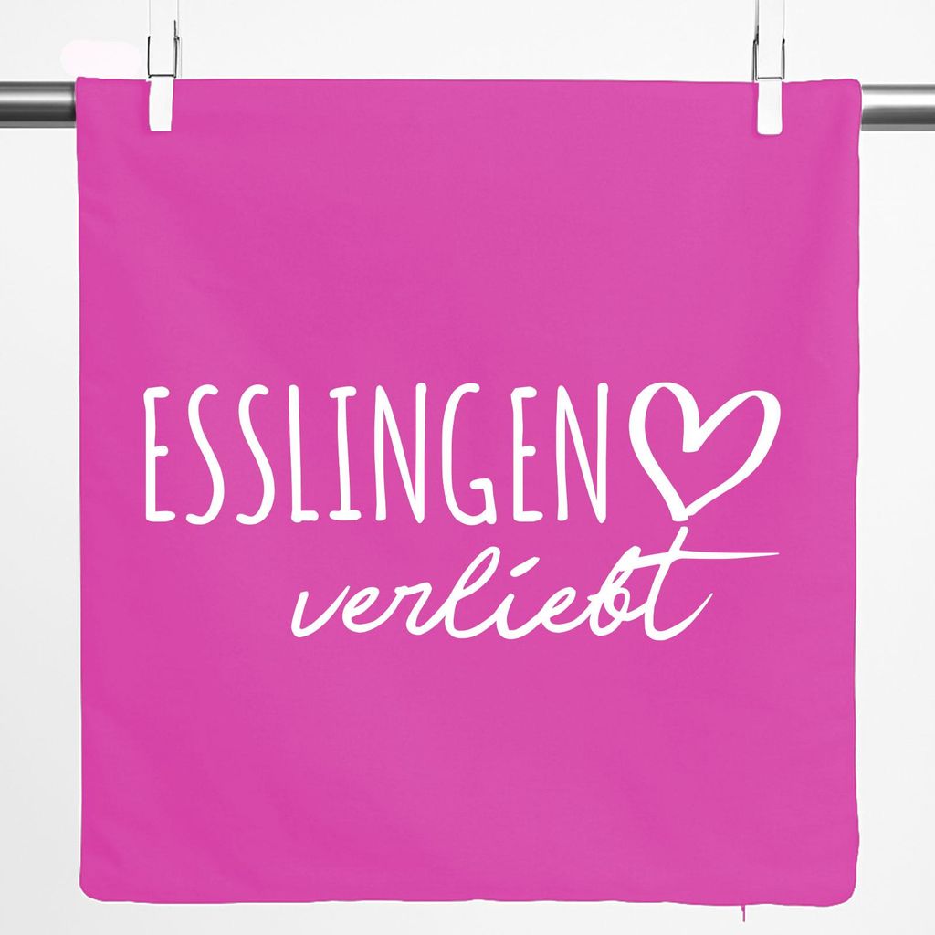 Huuraa Kissenbezug Esslingen am Neckar verliebt 40x40cm Fuchsia Baumwolle Dekokissenbezug Geschenkidee