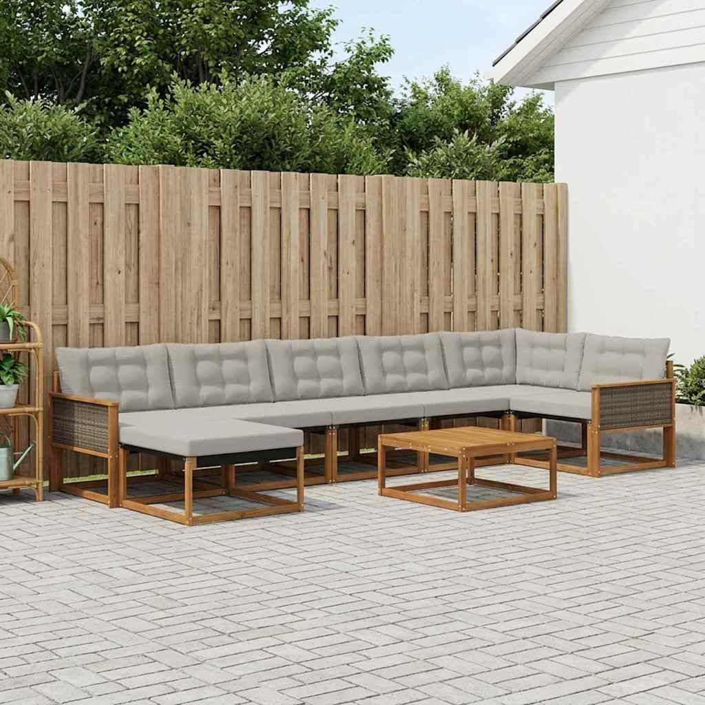 Möbel Outdoor-Sofagarnitur mit Kissen 8 pcs Natürlich und HellgrauGartensofas - Gartensofas c396