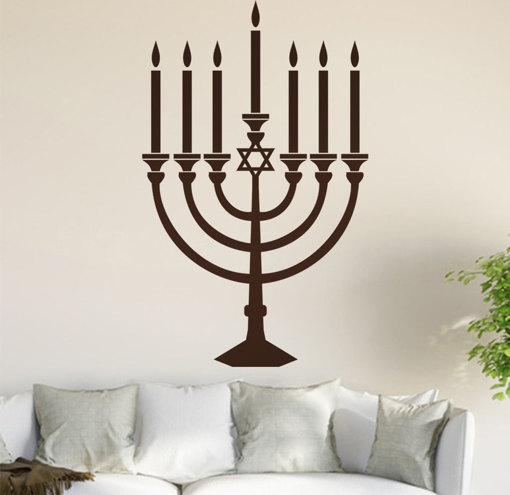 Menora Wandtattoo in 6 Größen - Wandaufkleber Wall Sticker - Dekoration, Küche, Wohnzimmer, Schlafzimmer, Badezimmer