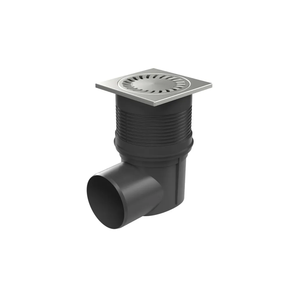 Siphon de sol anti-odeur 15x15 cm, stop aux bouchons avec grille inox