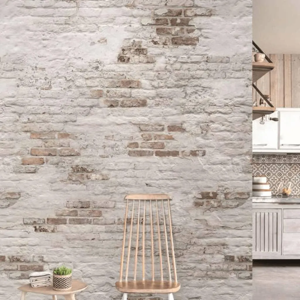 Fototapete Briques Effet Vieilli Beige et Braun Revêtement Mural 3D