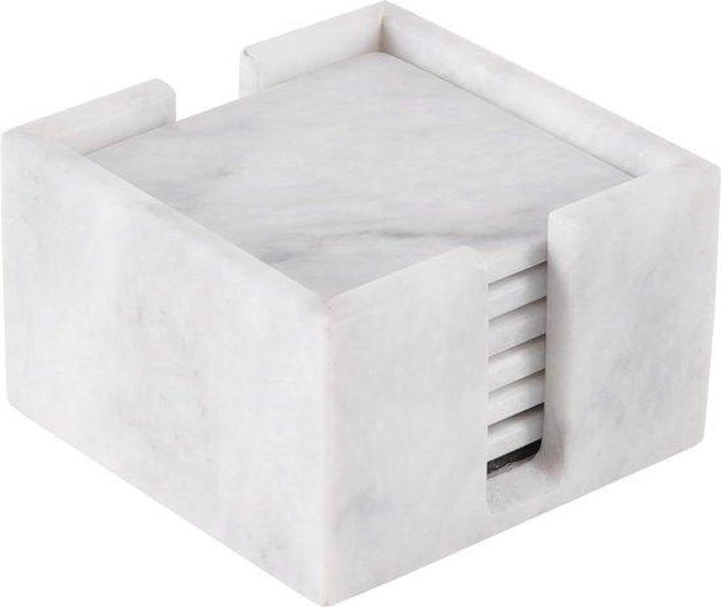 Weisse Marmorscheiben 4er Set Bürodekoration 8,9 cm