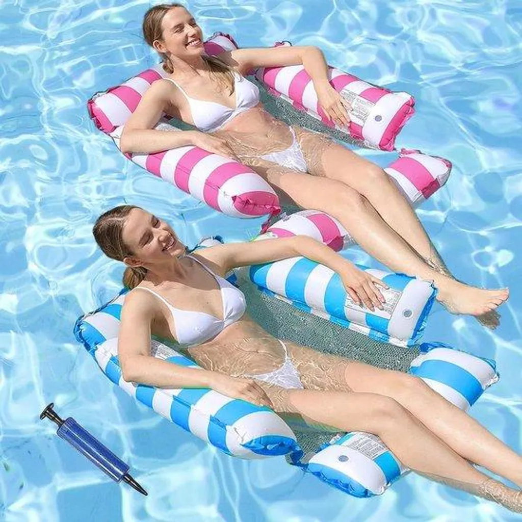 Lit de piscine gonflable anti-basculement 4 chambres et filet de confort