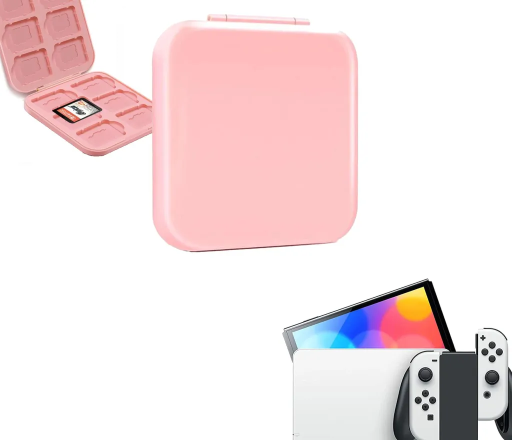 Custodia Giochi Switch Rosa Rigida: Supporto 24 Slot Antigraffio OLED