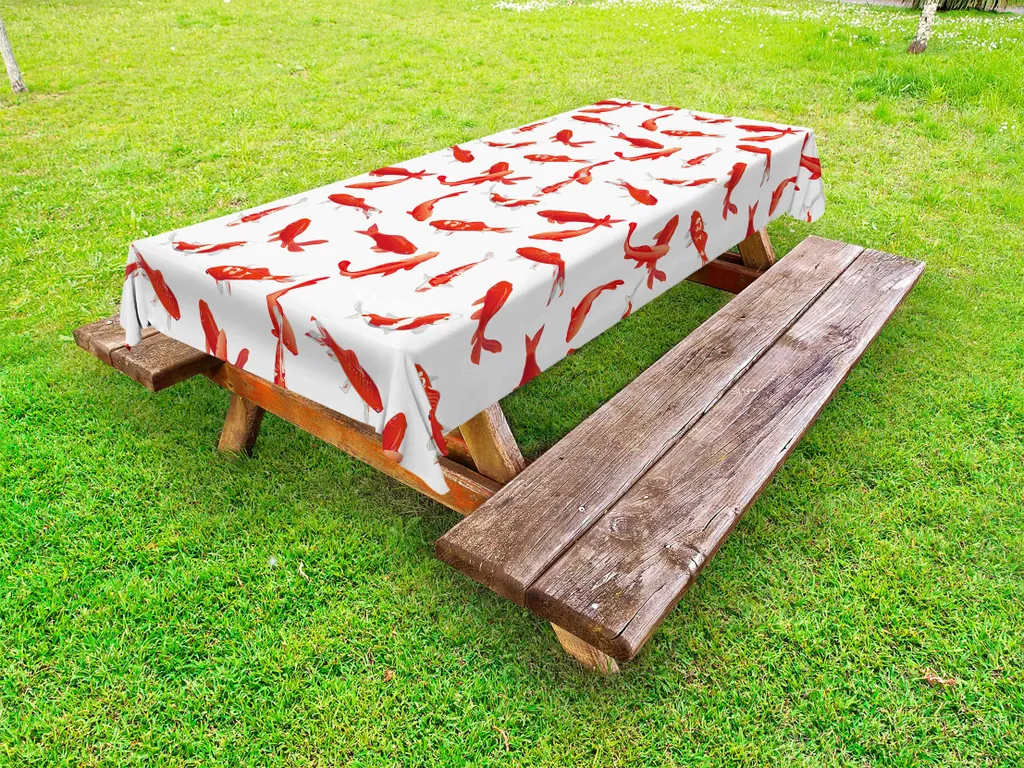 ABAKUHAUS Tovaglia Esterna Koi Arancione 145x265 cm Impermeabile