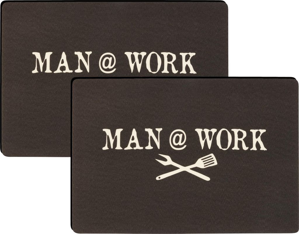 BBQ Tischsets mit Teflon-Fleckschutzausrüstung 2er-Set Man at work 30 x 43 cm Anti-Rutsch Rückseite
