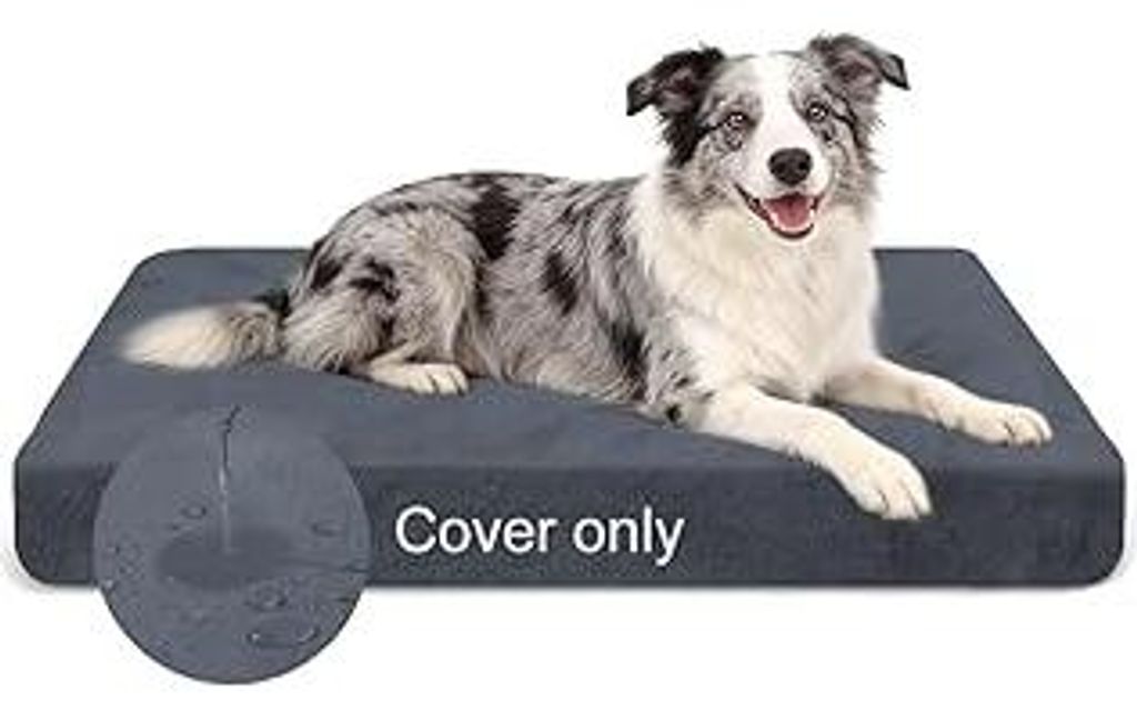 DUJUIKE 100% wasserdichter Ersatzbezug für Hundebett, weicher Plüschbezug, Samt-Matratzenbezug für Hunde, Waschbarer, Abnehmbarer Hundebezug, Hu...