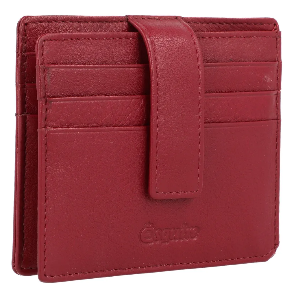 Porta Carte Credito Esquire Oslo Rosso | Sottile RFID Pelle Nappa Premium - 7