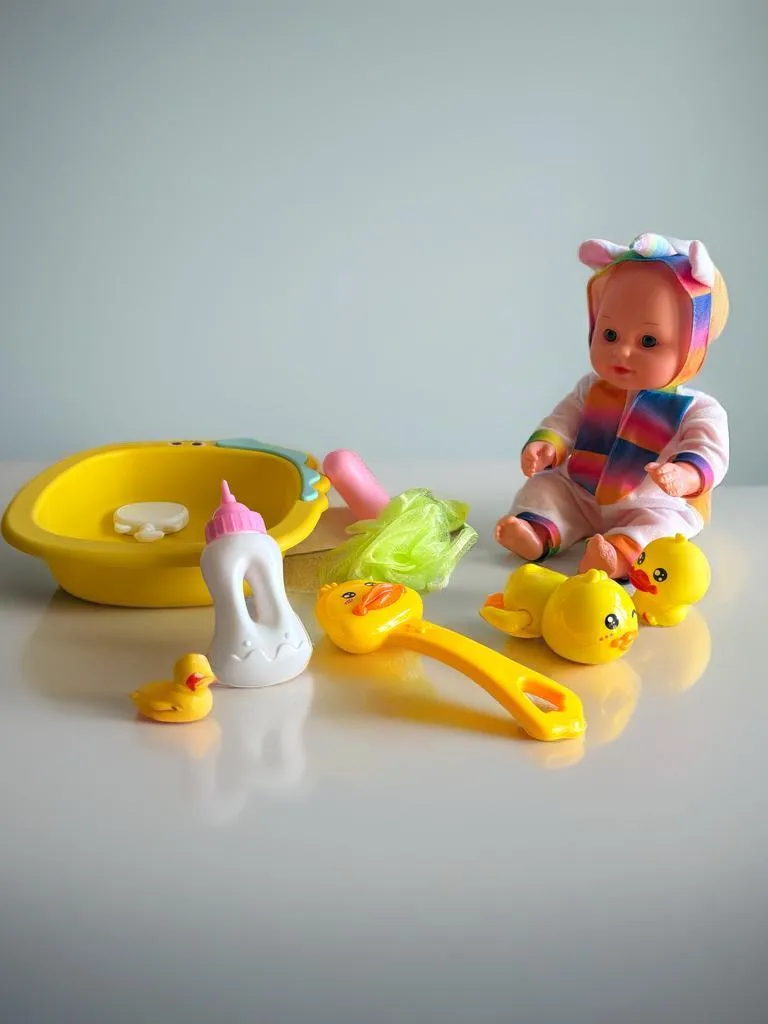 Coffret poupée baignoire pour enfant avec pyjama licorne et canard de bain