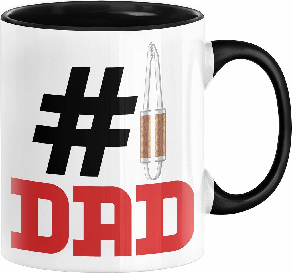 Grillen Nummer 1 Dad Vater Tasse Geschenk Grillmeister Papa Geschenkidee Bester Papa Der Welt Vatertag Lustige Geschenkidee (Schwarz)