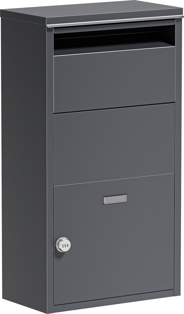 Wiltec Paketkasten anthrazit 410 x 220 x 750 mm, Paketbox Zuhause, private Paketannahme passend für Pakete und Päckchen, Standbriefkasten Stahl