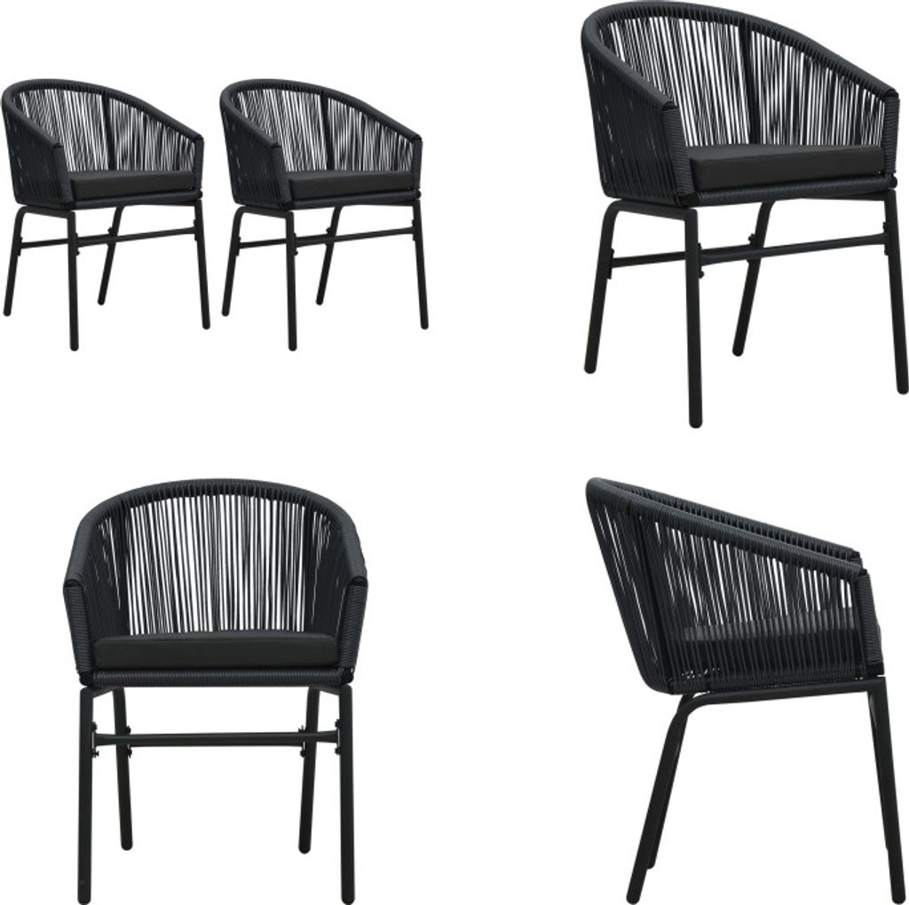 vidaXL Gartenstühle 2 Stk. Schwarz PE Rattan - Gartenstuhl - Gartenstühle - Outdoor Stuhl - Outdoor Stühle