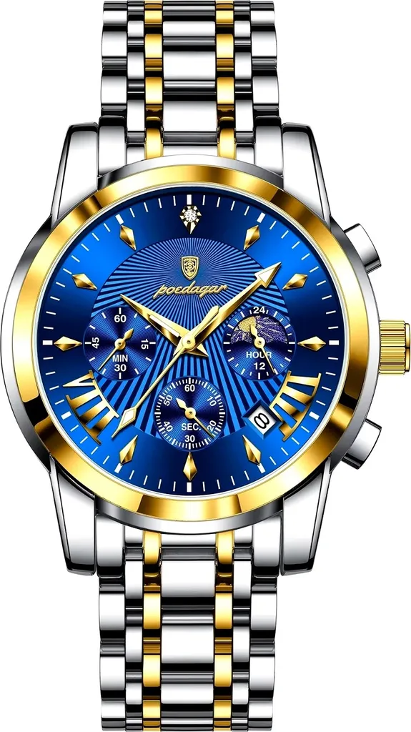 Orologio POEDAGAR Lux KP35002 Argento Blu | Meccanismo al Quarzo