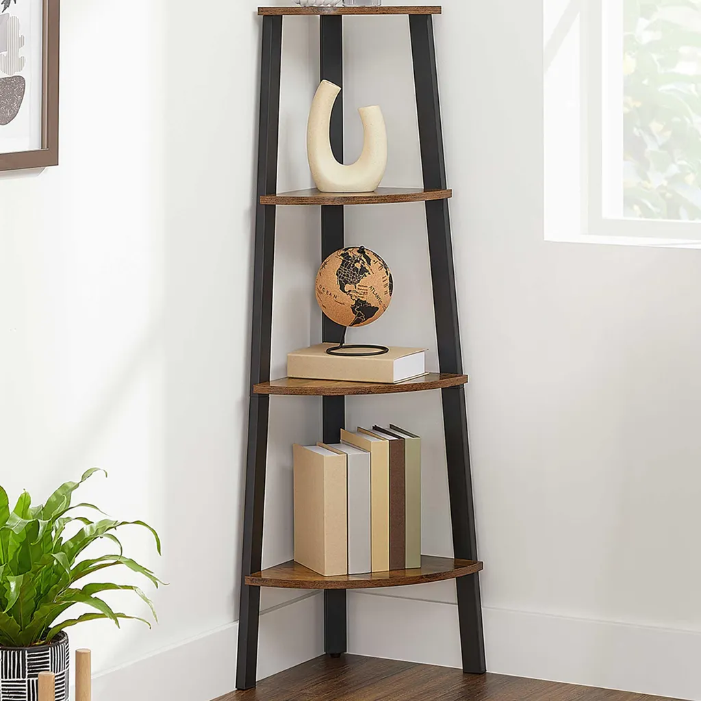 Etagère d'angle design Sutton 125 cm de hauteur finition brun rustique