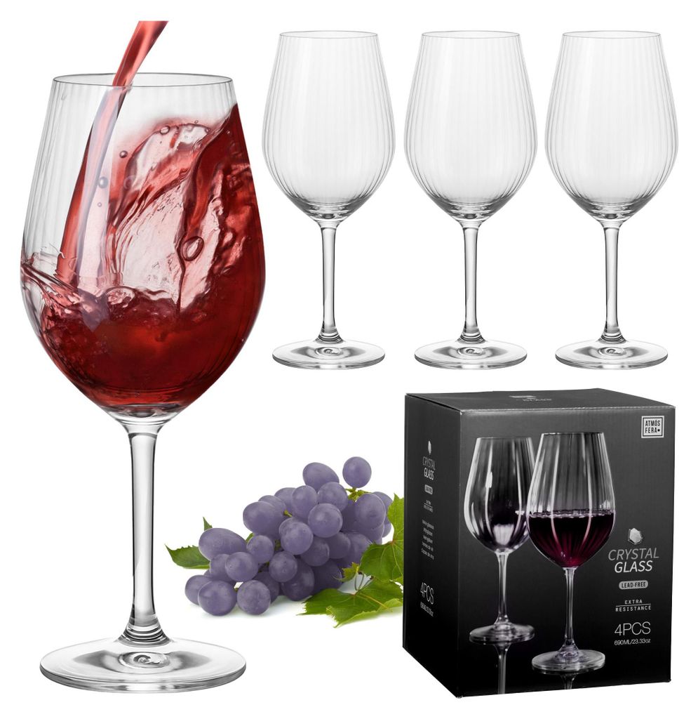 4x Kristall Weingläser Sektgläser Groß 690 ml Set Produktbild 