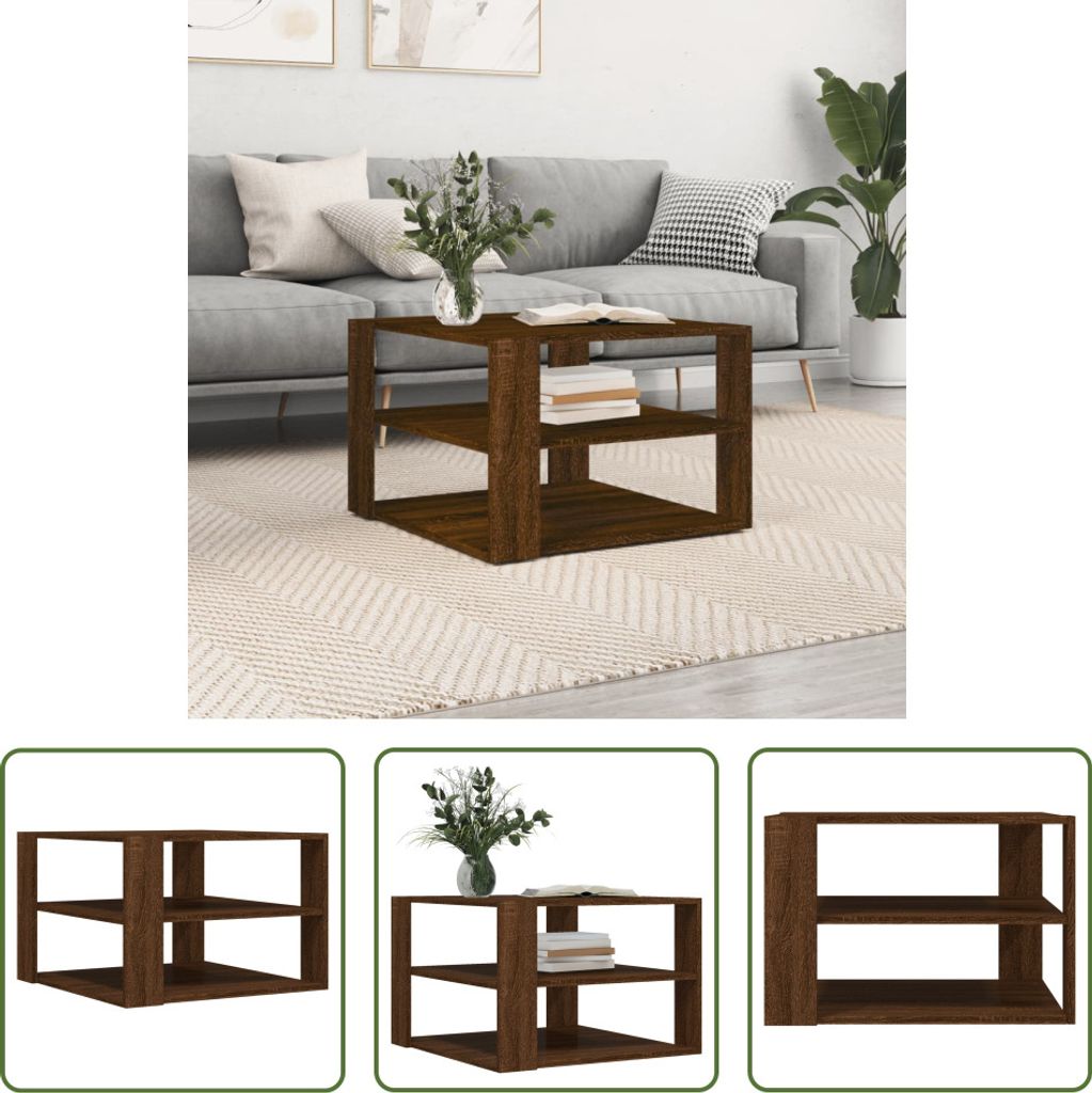 The Living Store Couchtisch Braun Eichen-Optik 59,5x59,5x40 cm Holzwerkstoff