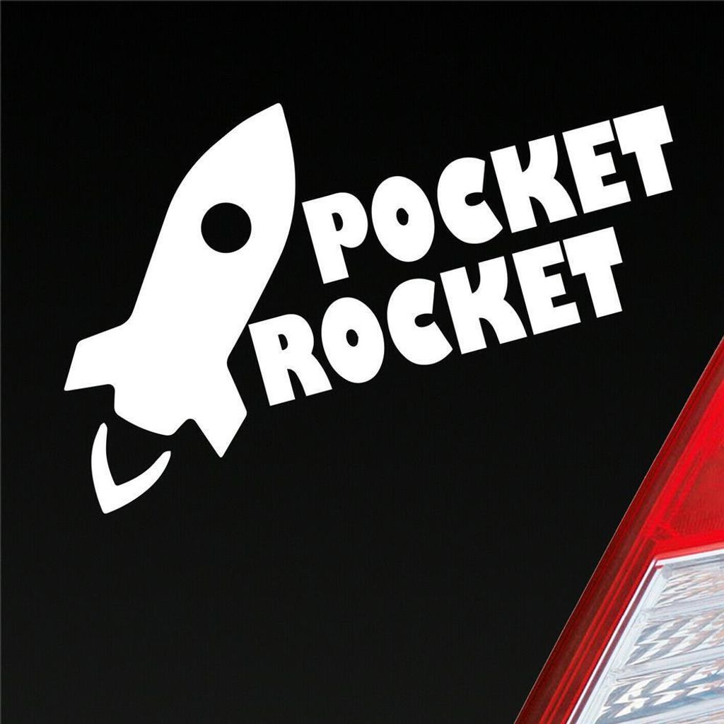 Auto Aufkleber Pocket Rocket Rakete Auto Tuning 15x8 cm Weiss Glanz Sticker Heckscheibenaufkleber