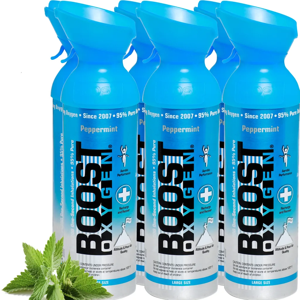 Boost Oxygen Menthe Poivrée 54L : 6 Canettes Oxygène Pur à 95% Nomade