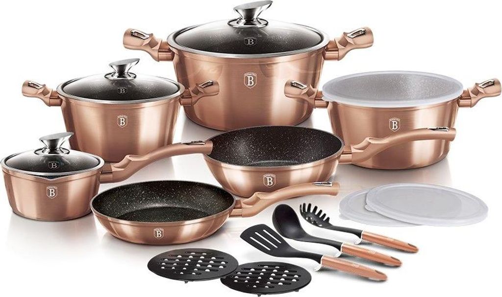 Geschirrset mit Marmoroberfläche 18 Stück Rosegold Metallic Line
