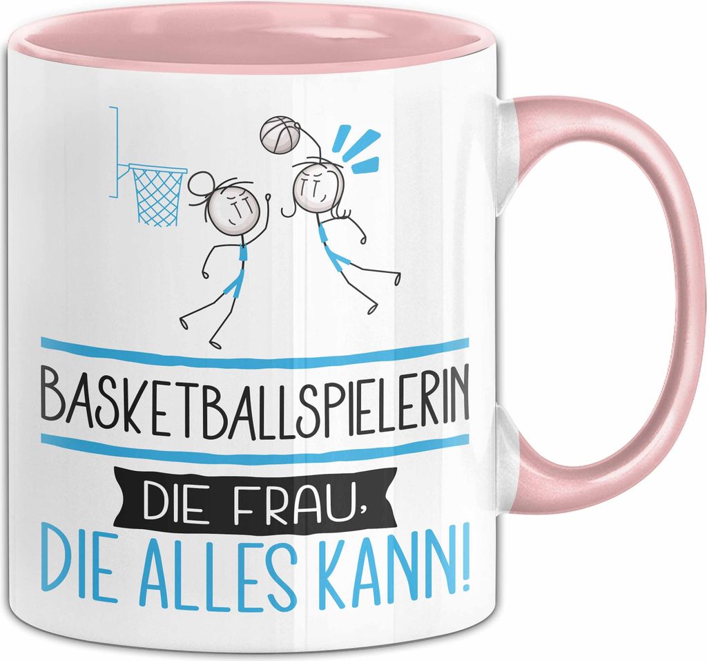 Basketballspielerin Geschenk Tasse Becher Die Frau Die Allen Kann Geschenkidee für eine Basketballspielerin Lustig (Rosa)