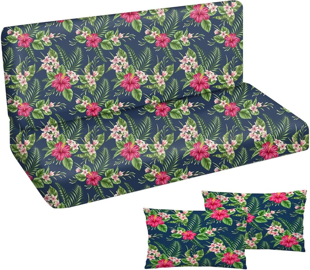 Auflage für Hollywoodschaukel 100x50x50 Gartenbankauflage Bank Sitzkissen Rückenkissen Polsterauflage Matratze Gartenpolster, Glatt Palm Dunkel [...
