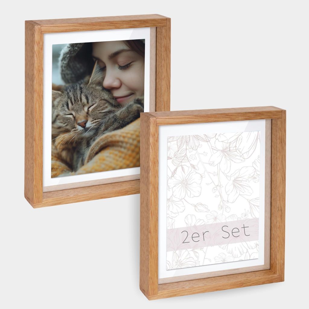 Bilderrahmen Set 15x20 cm in Braun, Holzbilderrahmen mit Glas