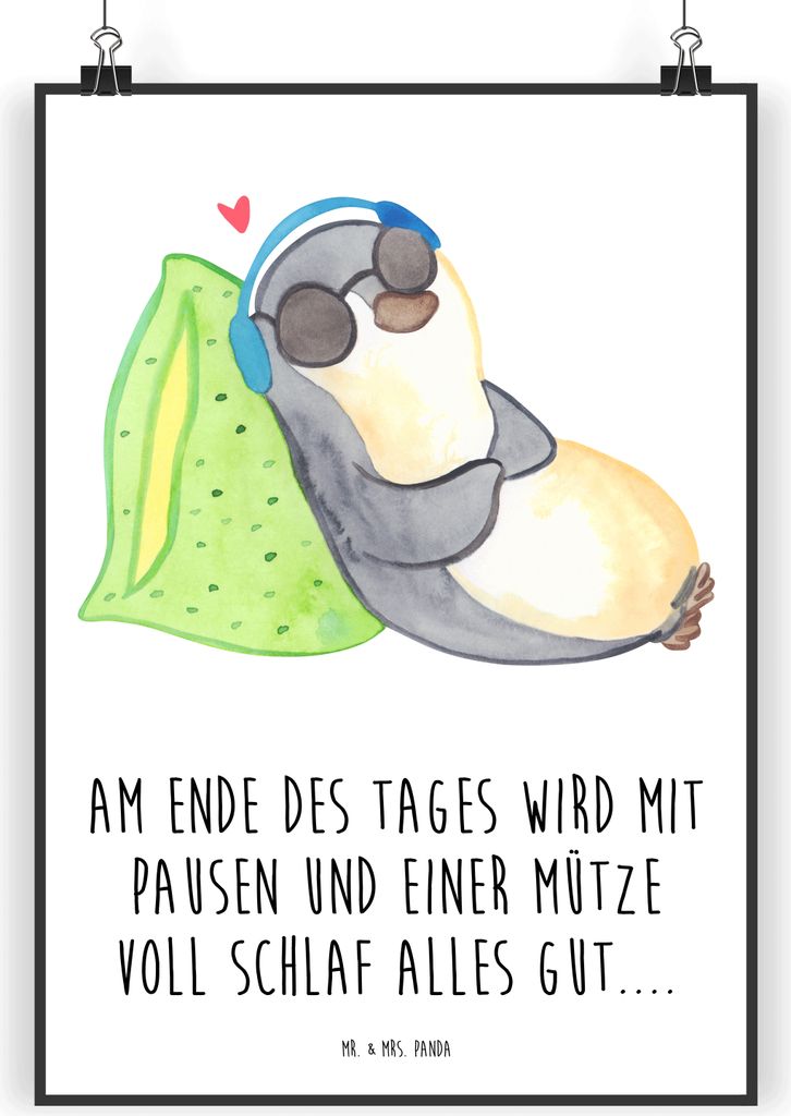 Mr. & Mrs. Panda Bild Pinguin PEM DIN A3 - Weiß - Geschenk, wanddeko, Plakat, kunstdruck poster, drucke, Fatigue