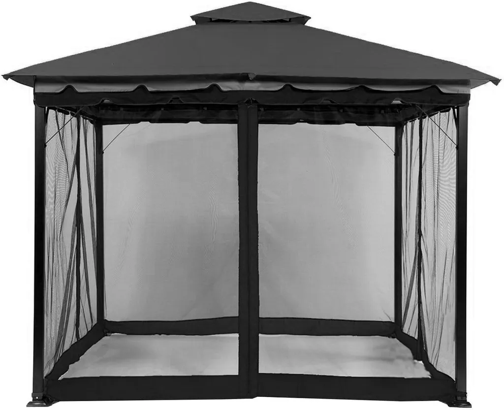 Topchances Moustiquaire Gazebo 300x360cm - Filet de Remplacement Noir - 2
