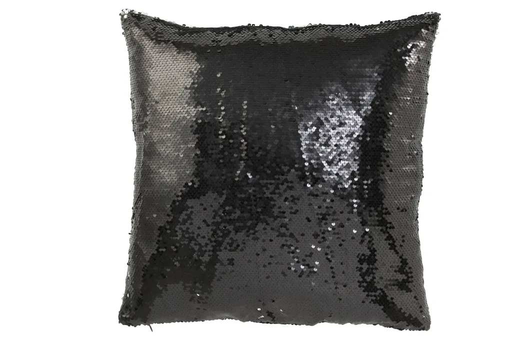 Coussin Réversible Noir Argent J-Line - Ravivez votre Déco Terne