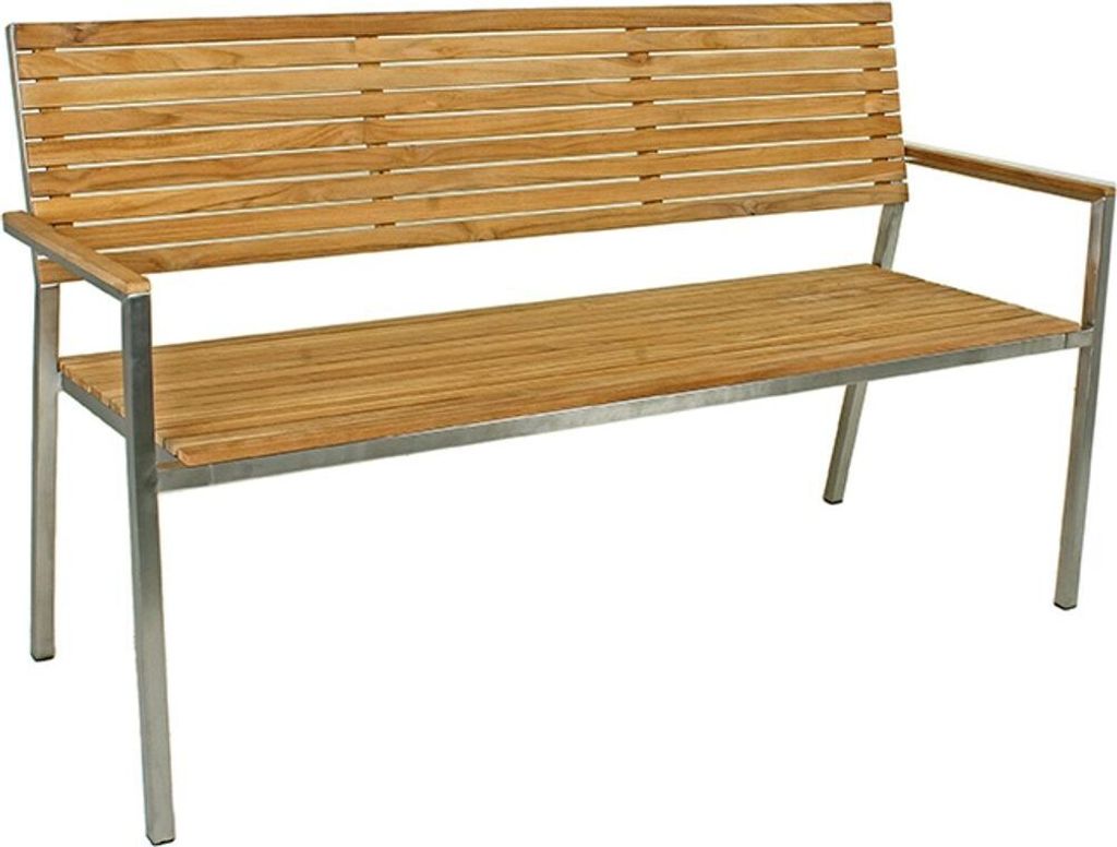 3-Sitzer Gartenbank Sitzbank Parkbank Garten Edelstahl Teak