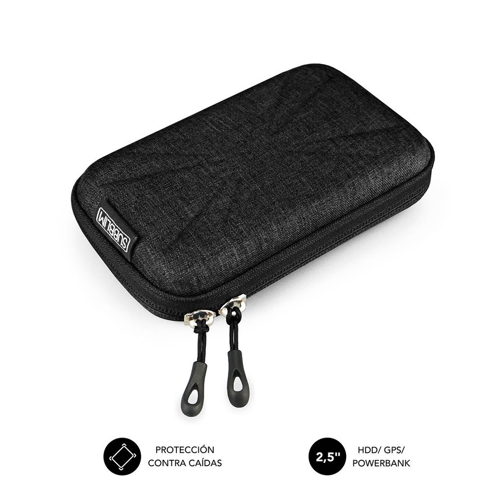 SUBBLIM SUB-HDD-HBC001, Beuteltasche, ABS Synthetik, Polyurethan, Schwarz, 2.5", Jede Marke, Compatible con el 99% de los HDD de 2,5" del mercado y...